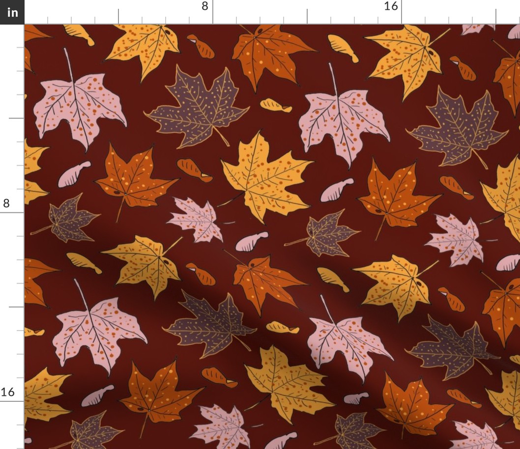 Maple leaves on russet 10x10