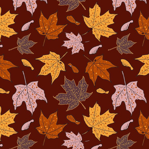 Maple leaves on russet 12x12