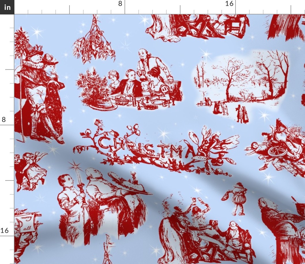 Good Cheer Christmas Toile blueberry 1