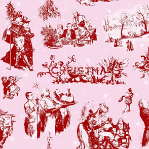 Good Cheer Christmas Toile cranberry sorbet