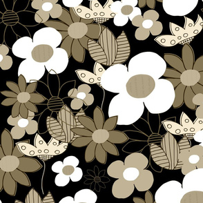 Retro Summer Flowers Large Blossom Golden