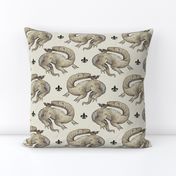 Salamanders and Fleur de Lis with Stone Texture, Historical French Royal Symbols