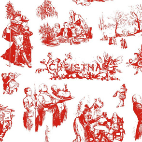 Good Cheer Christmas Toile strawberry 1