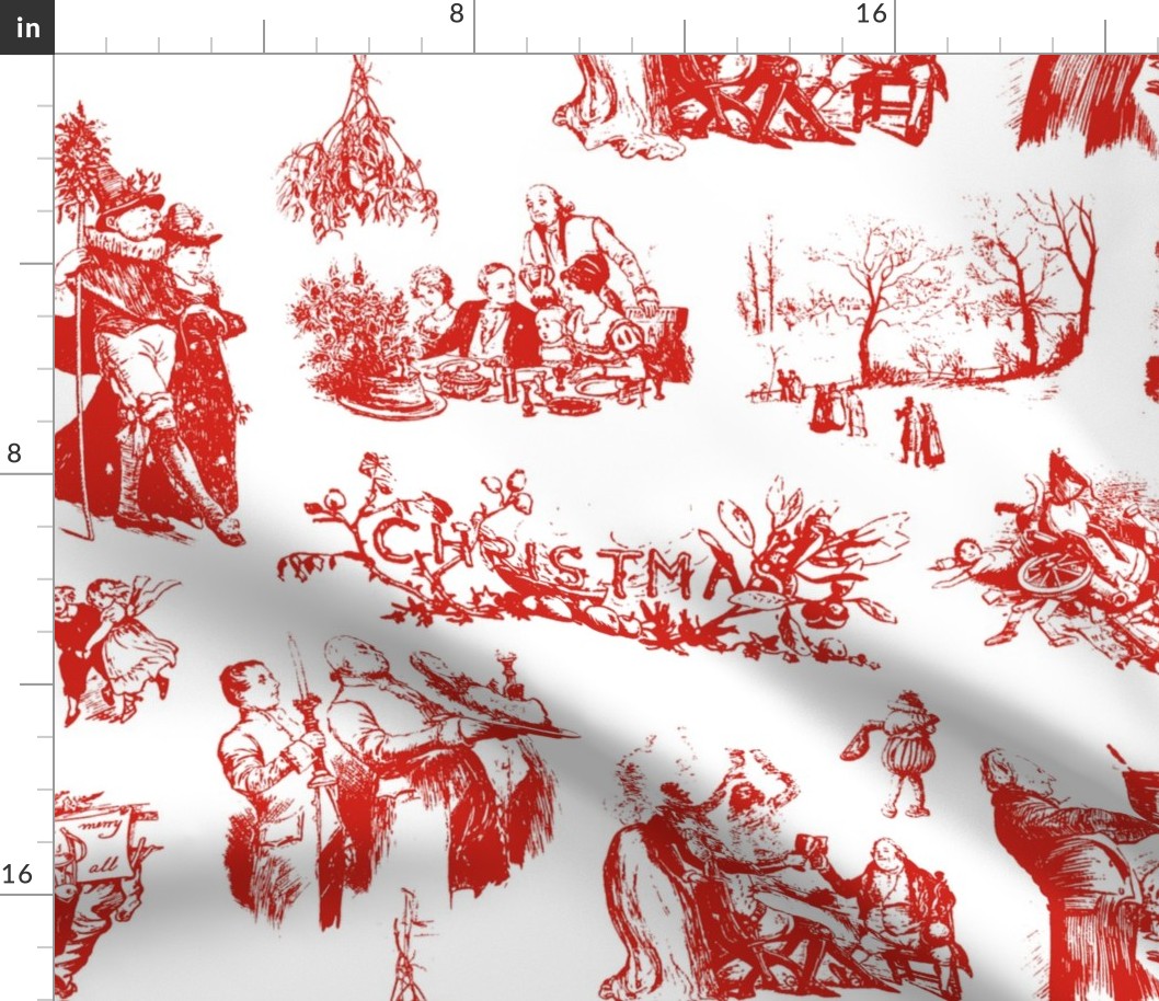 Good Cheer Christmas Toile strawberry 1