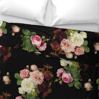 Dark Floral Black roses on black moody floral JUMBO size