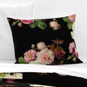 Dark Floral Black roses on black moody floral JUMBO size