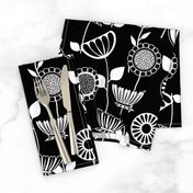 Black and White Flower Power - Mid Century Scandinavian Art