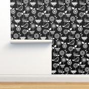 Black and White Flower Power - Mid Century Scandinavian Art