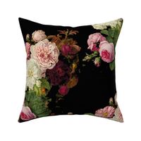 dark roses on black floral moody florall vintage roses MEDIUM SCALE