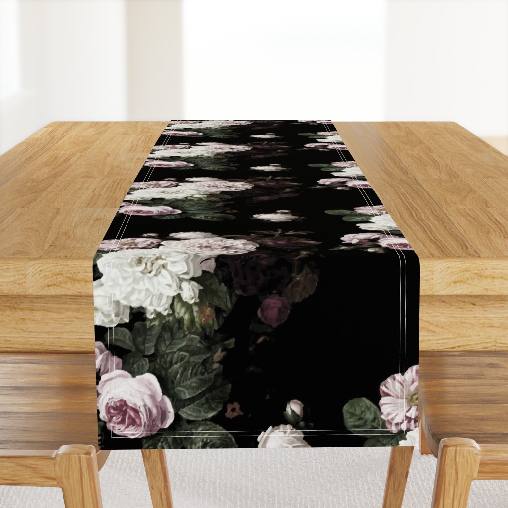 Vintage roses jumbo scale dark moody floral black