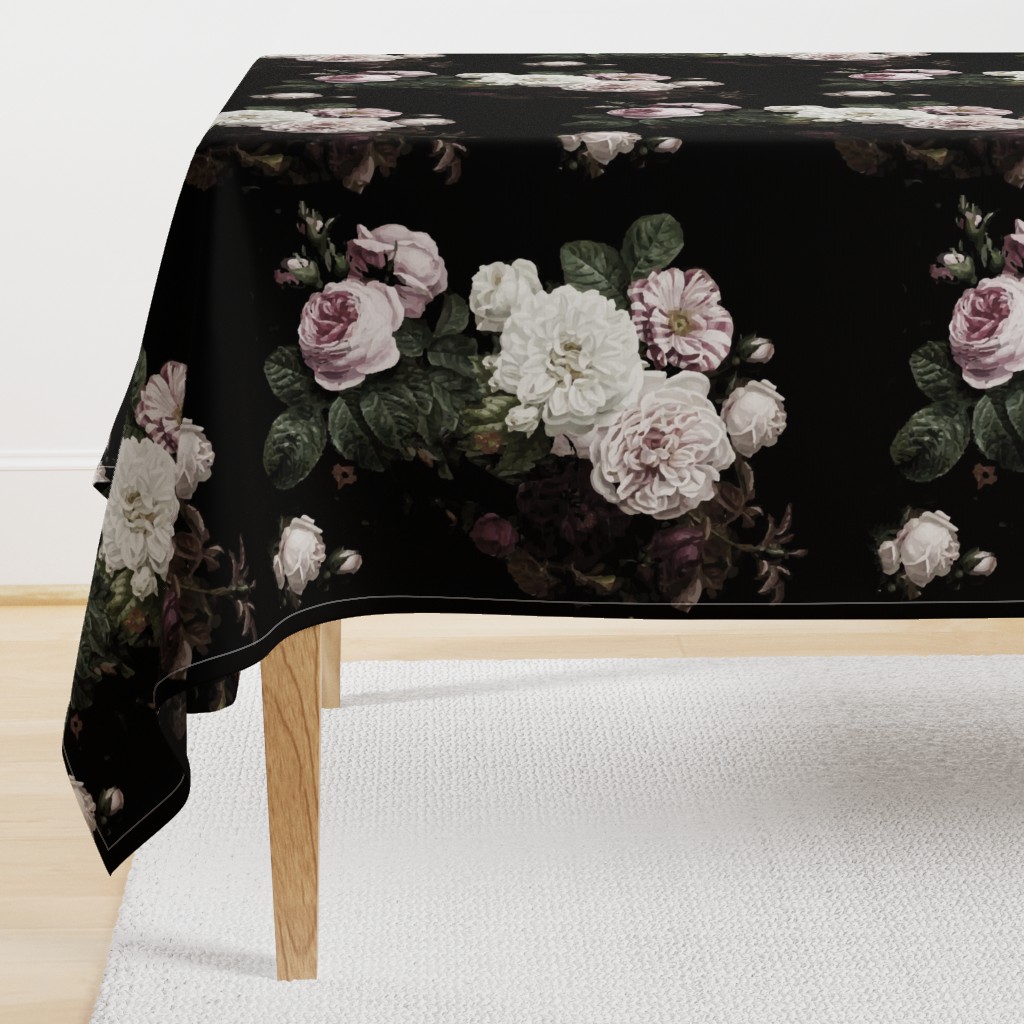 Vintage roses jumbo scale dark moody floral black