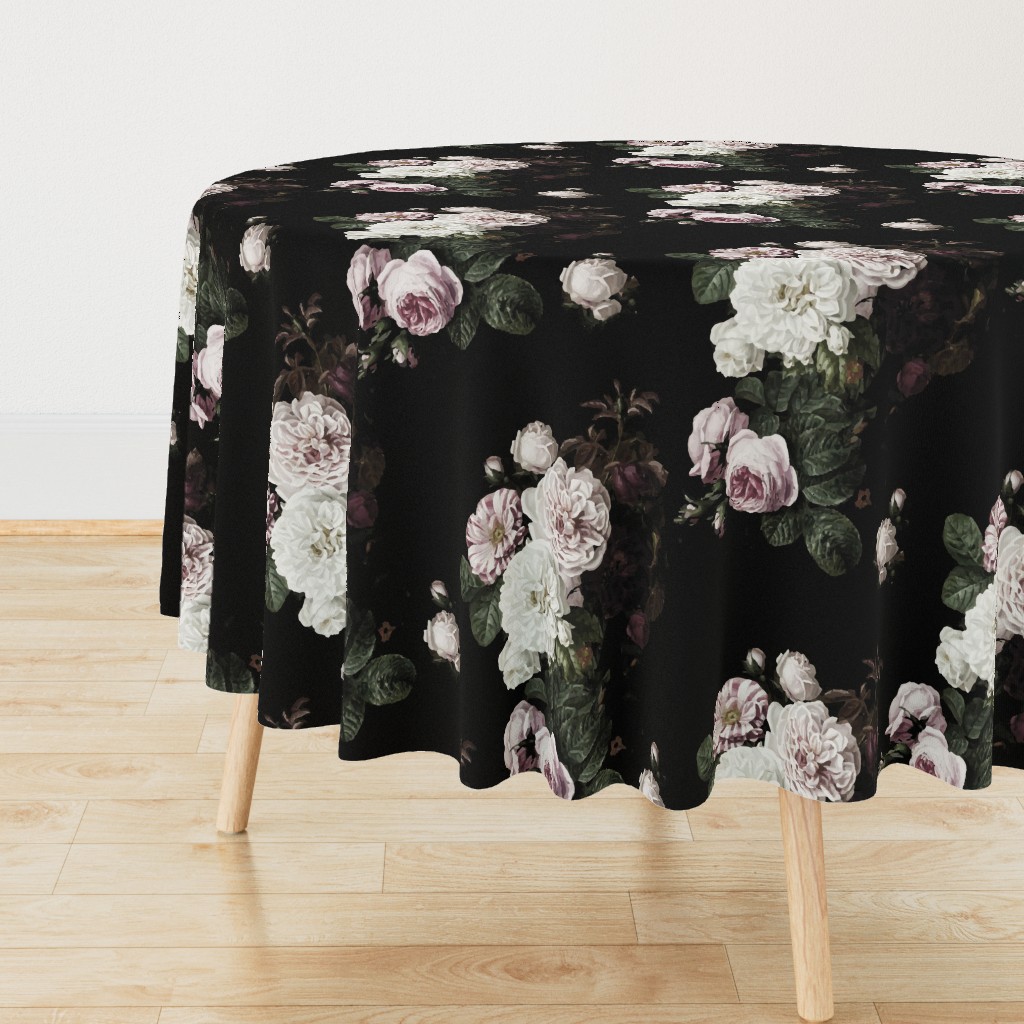 Vintage roses jumbo scale dark moody floral black