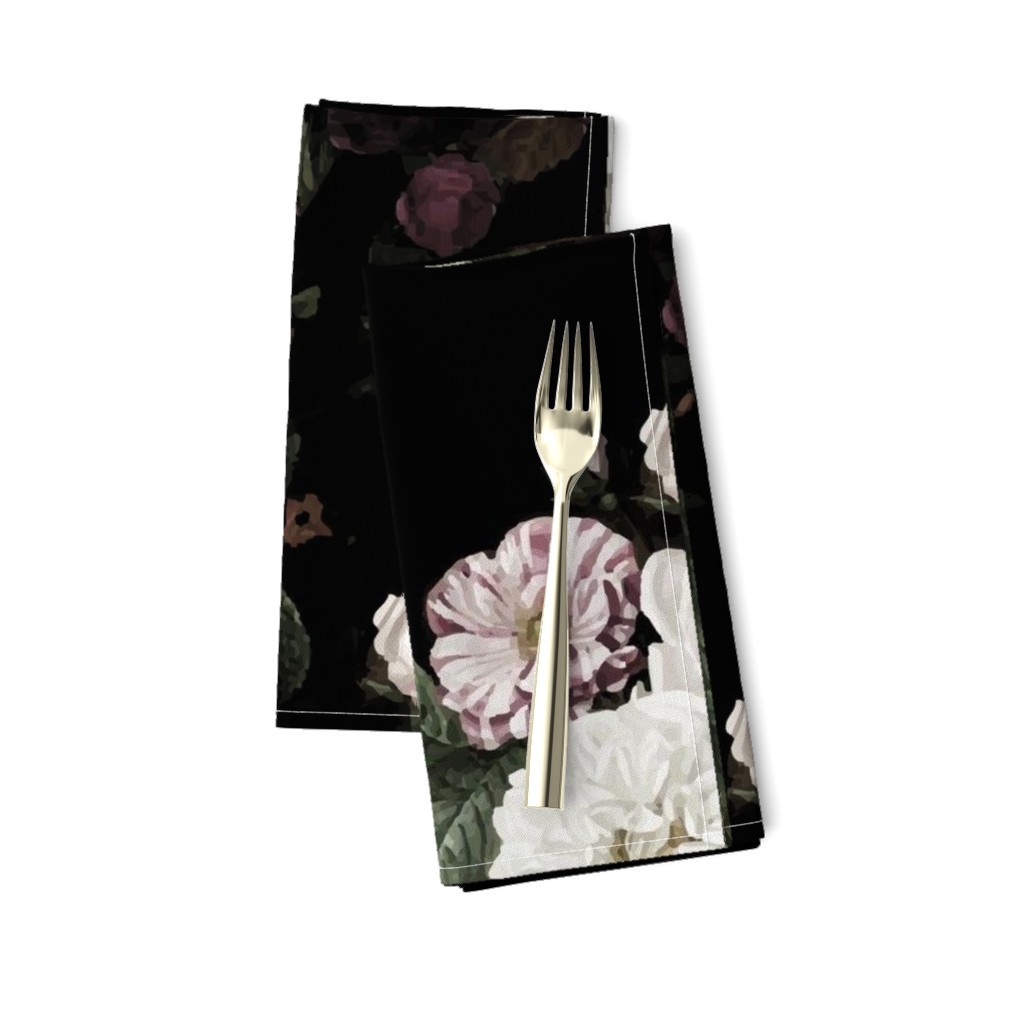 Vintage roses jumbo scale dark moody floral black