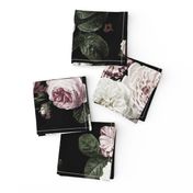 Vintage roses jumbo scale dark moody floral black