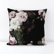 Vintage roses jumbo scale dark moody floral black