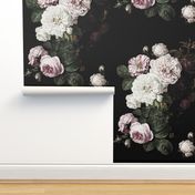 Vintage roses jumbo scale dark moody floral black