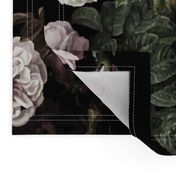 Vintage roses jumbo scale dark moody floral black