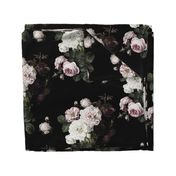 Vintage roses jumbo scale dark moody floral black