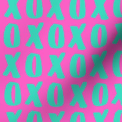 XO - Hugs and Kisses - Pink and Teal