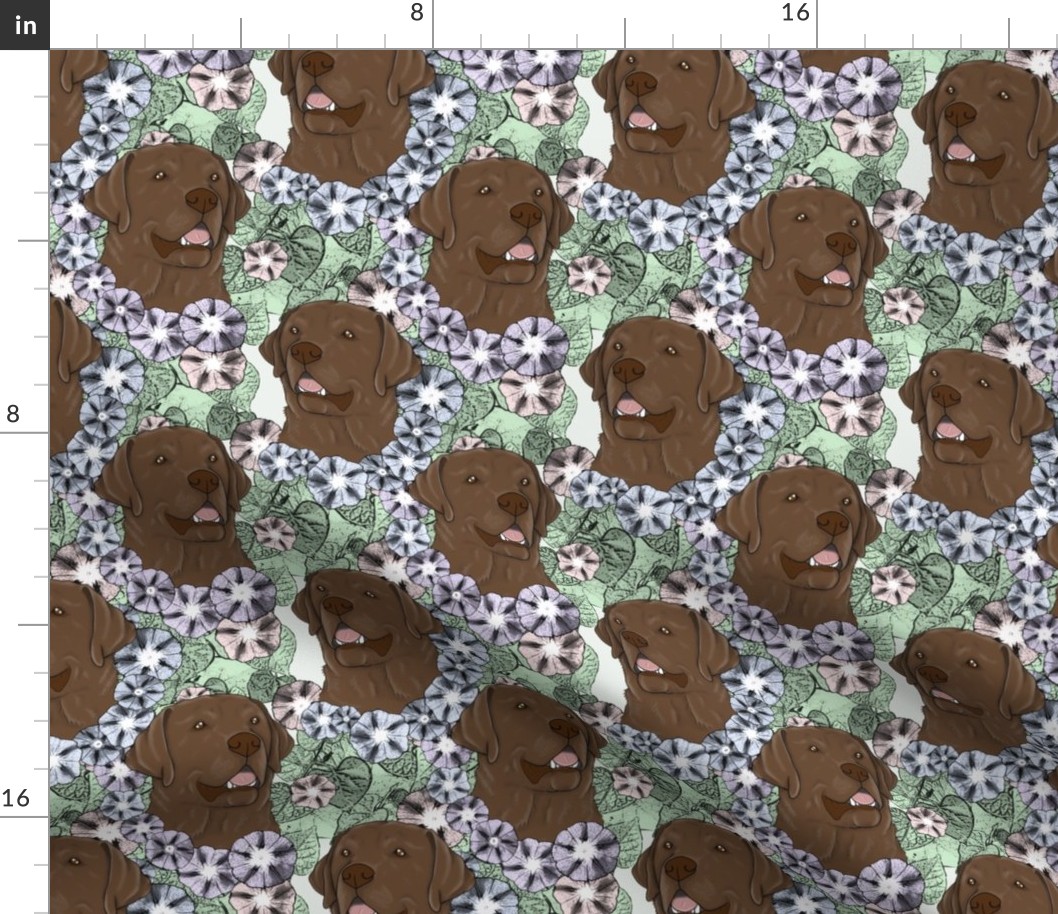 Floral chocolate Labrador Retriever portraits