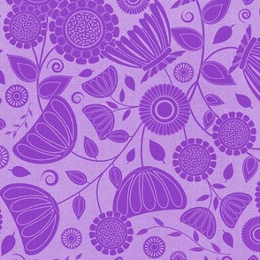Pretty in Purple Mid Century Folk Flower Pattern