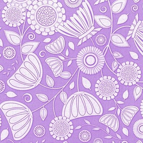 Pretty in Purple - Lavender Mid Century Folk Flower Pattern