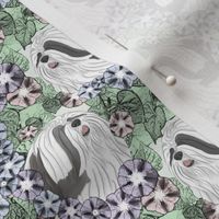 Small Floral Lhasa Apso white black portraits