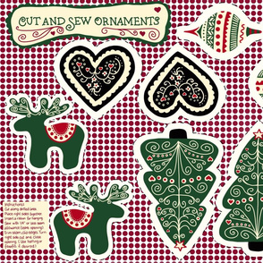 Cut and Sew Christmas Ornaments - Scandinavian Style.