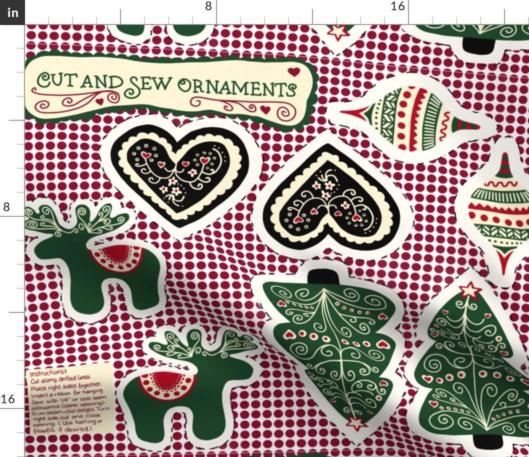 Cut and Sew Christmas Ornaments - Scandinavian Style.
