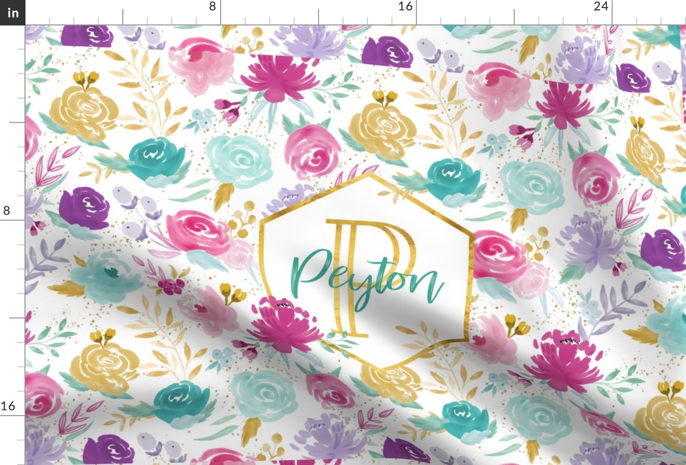 Grace Watercolor Floral Personalized Lovey - Landscape / Horizontal