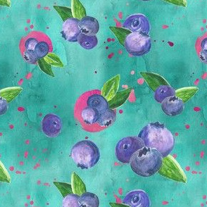 Juicy Blueberries in Teal