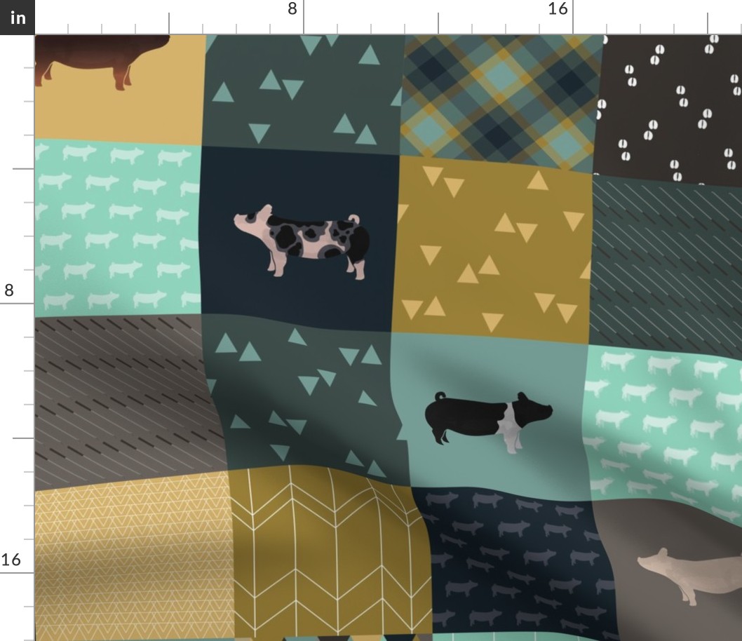 LARGE - Pig Cheater Quilt - Teal