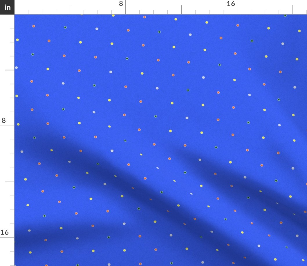 Polka Dots - Multi Dots on Bright Blue 