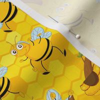 Happy Bees on Honeycomb