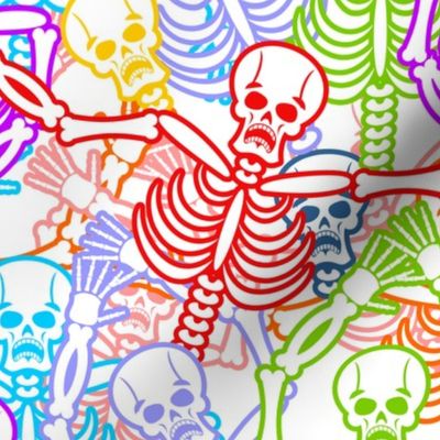 Day of Dead Skeletons Primary on White