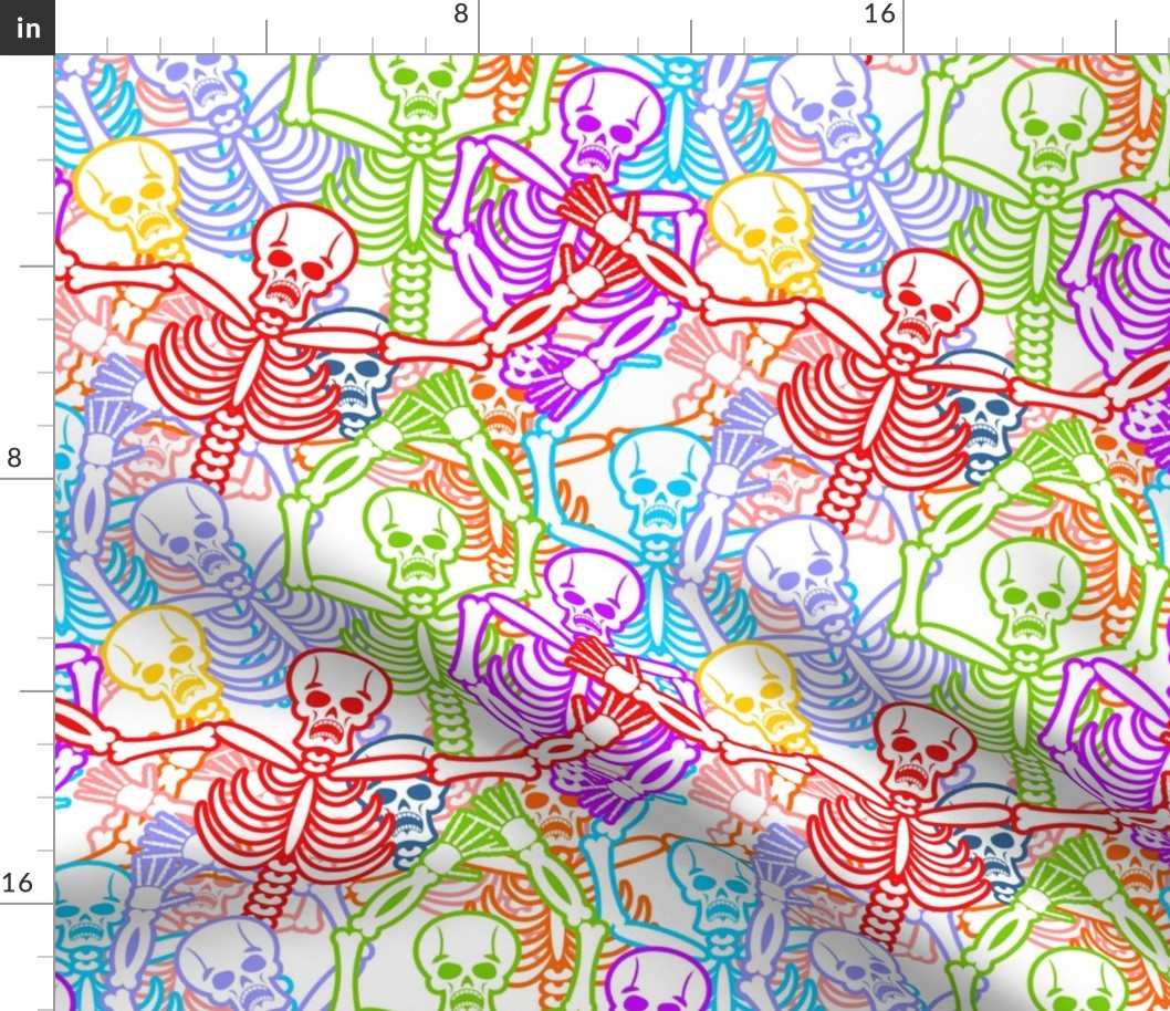 Day of Dead Skeletons Primary on White