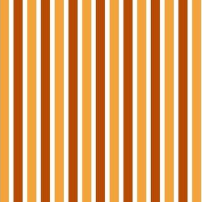Autumn Garden Stripes (#6) - Narrow White Ribbons with Saffron and Terracotta - Large Scale