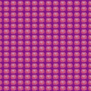 1x1-Inch Repeat of Mums Blender for Sleepy Cats on Purple Background