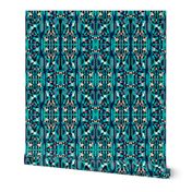 Turquoise geometric, abstract on dark turquoise background, small scale