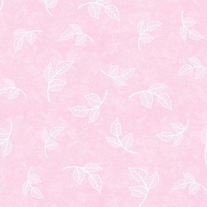 Scattered Small Rose Leaves on Light Jam Pink