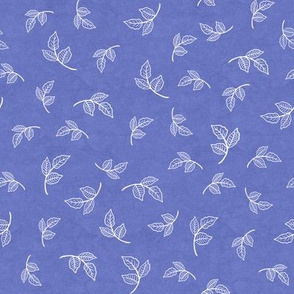 Scattered Small Rose Leaves on Iris Blue
