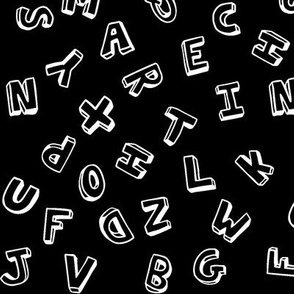 alphabet white on black 