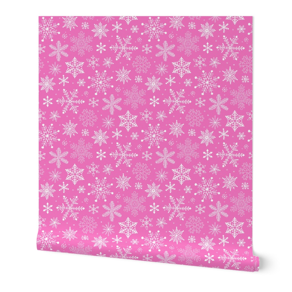 Snowflakes Christmas on Dark Pink