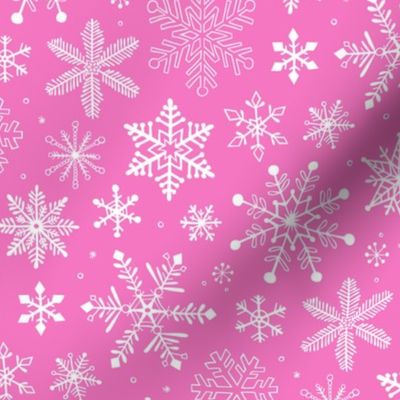 Snowflakes Christmas on Dark Pink
