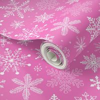 Snowflakes Christmas on Dark Pink