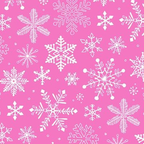 Snowflakes Christmas on Dark Pink