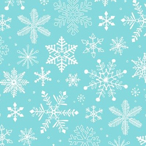 Snowflakes Christmas on Light Blue