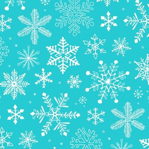 Snowflakes Christmas on Aqua Blue