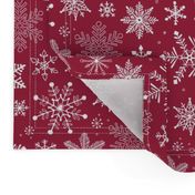 Snowflakes Christmas on Dark Red