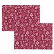 Snowflakes Christmas on Dark Red